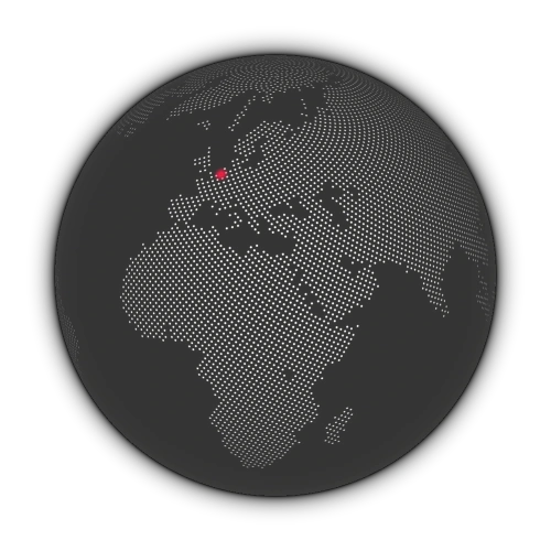 Abstracte aardbol met 3D-effect en een marker op Nederland